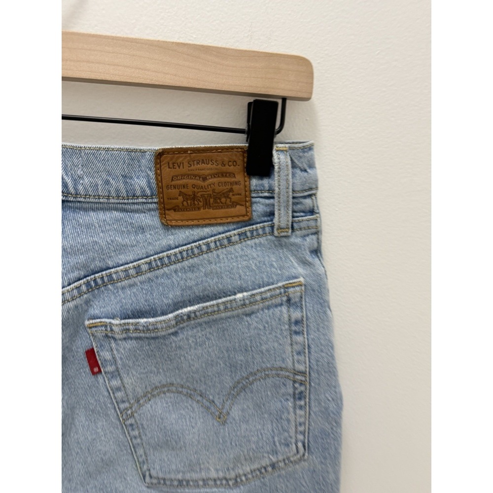 Levi's Ribcage Shorts Women 29 Light Wash High Rise Distressed Raw Hem Levis - Picture 5 of 10